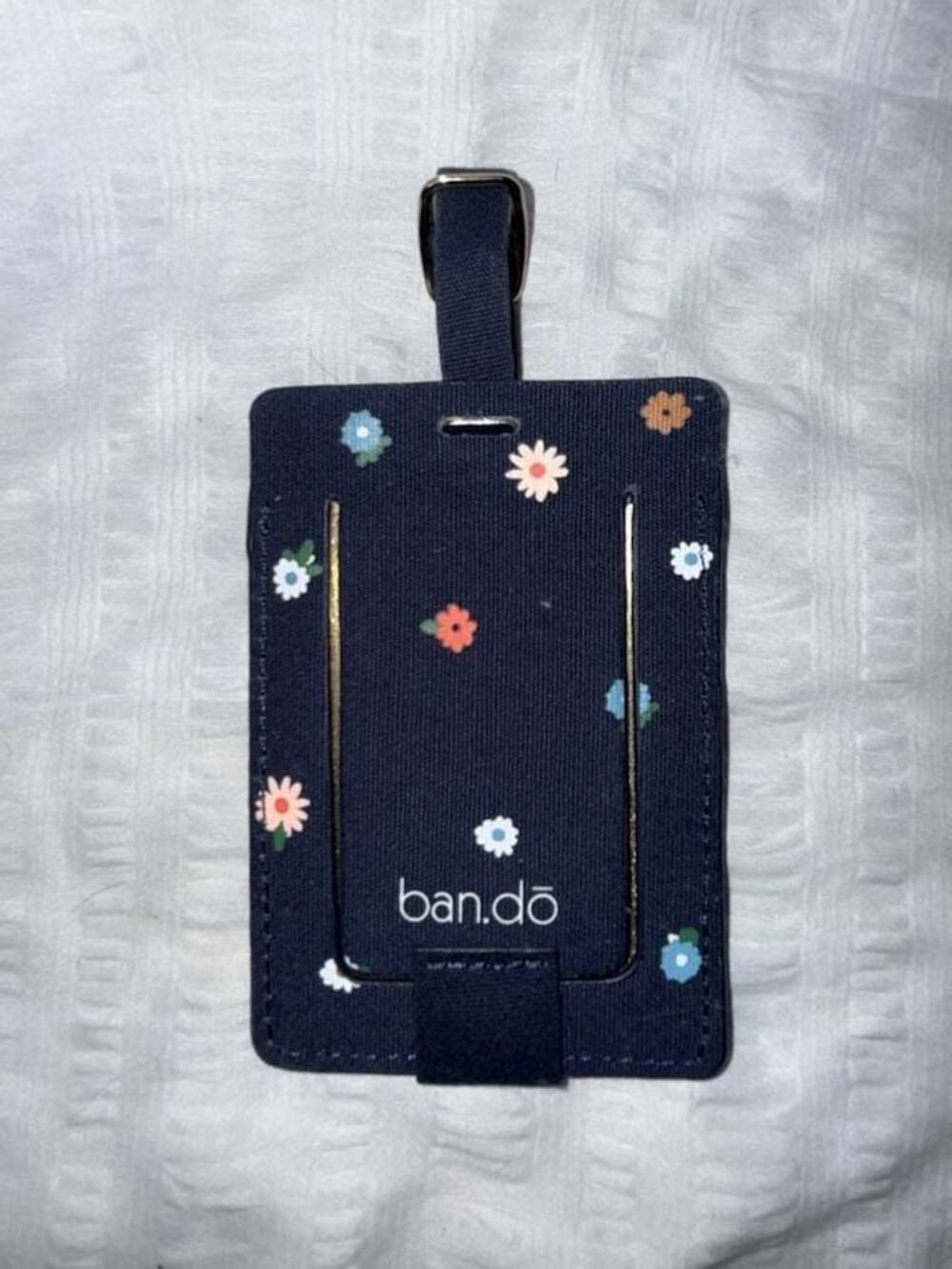 ban.do Navy Floral Luggage Tag ID Holder